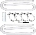 Tfsze 2 vnt. baseino žarna 32 mm baseino siurbliams, 150 cm plaukimo baseino žarna, atspari Uv ir chloruotam vandeniui siurblio žarna, lanksti žarna baseino siurbliui, baseino žarna su 4 apsauginiais spaustukais (balta)