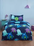 Patalynės komplektas Rapport Home Kids viengulis patalynės užvalkalų komplektas Monster, tamsiai mėlynas su derančiu pagalvės užvalkalu