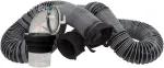 Valterra Silverback&trade; 15 pėdų Rv ortakių žarna, universalus Rv nuotekų žarnos rinkinys. Įeina 12 pėdų žarna su pasukamomis jungtimis, 90 laipsnių Clearview nuotekų adapteris ir 2 la&scaron;ėjimo dangteliai