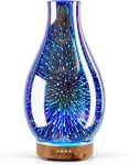 Porseme 100 ml aromaterapinis difuzorius eteriniams aliejams, rankų darbo stiklo difuzorius, drėkintuvas, ultragarsinis tylus, 7 spalvų &scaron;viesos, 4 laikmačiai, difuzorius oro aromatas namams, miegamajam, ypatinga dovana