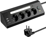 Kampinė maitinimo juosta, keli lizdai su 2 usb, 2 usb c, 90&deg; stalo lizdas, kampinis lizdas su jungikliu, maitinimo juostos apsauga nuo vir&scaron;įtampių, sieninis kelių ki&scaron;tukų lizdas su led, 1,8 m ilginamasis laidas
