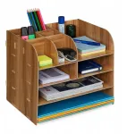 Relaxdays rudas stalo organizatorius su skyreliais Rd42746