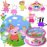 Opłatek Dekoracjenatort Świnka Peppa tortui rinkinys + figūrėlės 8vnt + tekstas nemokamai