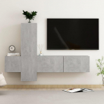 TV staliukas Televizoriaus spintelių komplektas, 3 dalių, betono, mediena