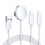 Joyroom S-IW007 3-in-1 kabelis USB-A magnetiniu įkrovikliu - Lightning 1.2m - baltos spalvos
