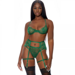 Forplay Leg Avenue Blooming Season 3-Piece Lace Lingerie Set XL