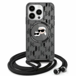 Karl Lagerfeld KLHMP16XHCKCKLCK Apple iPhone 16 Pro Max 6.9" dėklas telefonui juodos spalvos IML Crossbody Monogram Karl & Choupette Head MagSafe