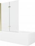 Vonia Mexen Cubik su apdaila ir stiklo sienele, 160x70 cm + 120 cm (II), Baltas+Gold/Transparent