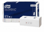 Popieriniai rank&scaron;luosčiai Tork PeakServe Continuous H5 (100585), 1 sluoksnio, baltos spalvos, lapeliais