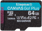 Atminties kortelė KINGSTON 64 GB Micro SDXC CANVAS GO! PLUS GEN4 200R A2 U3 be adapterio