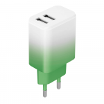 Setty charger 2x USB 18W LSIG-AA-20 mint-baltas gradient