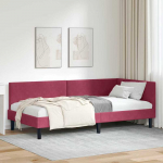 Lova Kampinė lovos konstrukcija Vyno raudona 90 cm x 190 cm Aksomas