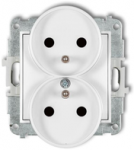 Karlik Elektrotechnik 25IGPR-2zp ICON Dvigubo lizdo mechanizmas rėmui su įžeminimu 2x(2P+Z) (srovės kelio sklendės) balta matinė 25IGPR-2zp