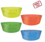 Spalvota pusiau permatoma plastikinė gili lėk&scaron;tė, 4 vnt. rinkinys, 12 cm