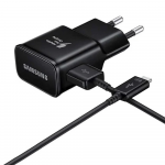 EP-TA200EBE + EP-DR140ABE "Samsung" 15 W kelioninis įkroviklis + USB-C duomenų perdavimo kabelis, juodas (OEM)