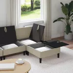 Sofa Svetainės baldų komplektas 4 vnt. Smėlio Audinys
