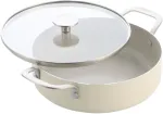 KitchenAid - Coloured Aluminum Covered Skillet with 2 Sidehandles - Almond Kreminis - 28 cm
