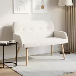 Dvivietė sofa su medžio masyvo kojelėmis Kreminė Boucl&eacute;