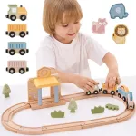 Viga Toys Medinis traukinių rinkinys PolarB, 30 dalių