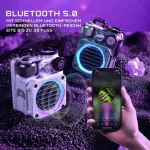 Kompiuterio kolonėlės Muzen Cyber-cube bluetooth kolonėlė maža, ne&scaron;iojama mini kolonėlė su rgb ap&scaron;vietimu ir žibintuvėliu, ipx5 atspari vandeniui, skirta žaidimams, vakarėliams, du&scaron;ui, stovyklavimui, lauke, &scaron;aunios dovanos tėčiui vyrams