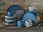 Creatable, 21016 modern scandic series mėlynas-pilkas 16 dalių indų rinkinys, akmens masės indų rinkinys, galima plauti indaplovėje ir naudoti mikrobangų krosnelėje, kokybi&scaron;ka gamyba