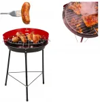 Bbq turistinis apvalus sodo grilis ant medžio anglių, 35 cm, tvirtos grotelės