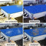 Lcautfr Priekabos tentas plok&scaron;čias tentas 208 x 114 x 10 cm priekabos uždangalas Pvc neper&scaron;lampamas ir atsparus ply&scaron;imui su tentu virve at&scaron;vaitais kilpomis Stema B&ouml;ckmann automobilių priekaboms 750 kg