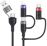 Universalus 6-in-1 Usb-c įkrovimo laidas, 60w, 2m, pilkas