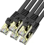 Veetop Rj45 Cat 7 Lan kabelis, plok&scaron;čias 10 Gbps tinklo kabelis, interneto, ethernet, patch kabelis su paauksuotais kontaktais, juodas