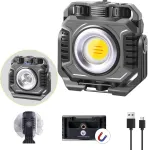 Eraylife Led prožektorius su baterija, 2100lm Cob Led statybinis prožektorius su baterija, magnetu ir 360&deg; pasukimu, 6 &scaron;viesos režimai, 5000 Mah Led darbo lemputė, ne&scaron;iojama pritemdoma kempingo lempa garažui, dirbtuvėms