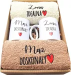 Vestuvių dovana, rank&scaron;luosčių ir puodelių rinkinys su siuvinėjimu porai