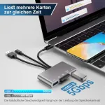 5 viename Sd kortelių skaitytuvas, didelės spartos Usb 3.0 adapteris telefonams/plan&scaron;etiniams kompiuteriams su Usb C ir Usb A įrenginiais su micro Sd ir Sd kortelių lizdais, palaiko Sd/micro Sd/sdhc/sdxc/mmc