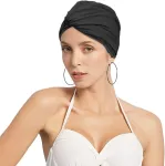 Moteri&scaron;ka plaukimo kepuraitė, elastinga turbaninė kepurė ilgiems plaukams, neslystanti plaukimo kepuraitė, madinga turbaninė kepurė, retro galvos apdangalas, maudymosi kepuraitės baseinui, paplūdimiui, Spa