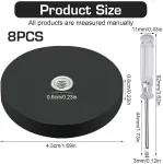 Homury 8 neodimio magnetų rinkinys: gumuoti ypač stiprūs dideli magnetai, 43 mm skersmens su m6 sriegiu ir atsuktuvu, 10 kg lipnumo jėga, guminiai apvalūs magnetai su sriegiu varžtams