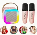 Mini high end belaidės audio profesionalios karaoke kolonėlės ne&scaron;iojamos rožinės