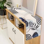 Cheekywares staltiesė, skalbiniai, plaunama 40 x 140 cm, staltiesė pavasariui vasarai, moderni abstrakti mėlyna minimalistinė lapų staltiesė, boho vintažinė, skirta valgomojo stalui, vakarėliui, vestuvių dovanai