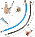 Padangų pripūtimo žarna 36,5 cm ilgio su 2 x 8 mm schrader ventilio svirties jungtimi, oro griebtuvu, padangų pripūtimo žarnos ventilio prailginimo adapteriu, motociklo dviračio automobilio ventilio ki&scaron;tuko ventilio jungties žarnomis