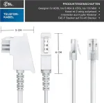 Csl &ndash; interneto kabelis mar&scaron;rutizatoriaus kabelis, tae-f ki&scaron;tukas į rj45 ki&scaron;tuką, 20 m, interneto kabelis, mar&scaron;rutizatorius į telefono lizdą, suderinamas su dsl vdsl fritzbox interneto mar&scaron;rutizatoriumi į telefono lizdą tae, baltas