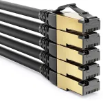 Deleycon 5 x 2 m Cat8.1 patch kabelis, tinklo kabelis, duomenų kabelis, S/ftp Pimf, 2000 Mhz, 40 Gbit, Rj45, Lan Dsl kabelis, Cat.8 ethernet kabelis, Rj45 jungtis, juodas