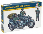 Italeri Zundapp KS750 su priekaba 1/35 plastikinis surenkamas modelis
