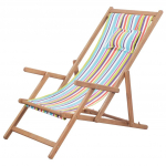 Sulankstoma paplūdimio kėdė, audinys ir medinis rėmas, įv. sp.