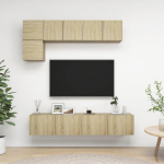 TV staliukas Televizoriaus spintelių komplektas, 5 dalių, ąžuolo, mediena