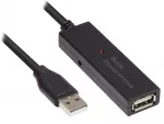 Kabelis USB Alcasa USB-A - USB-A 20 m Juodas (GC-M0134)