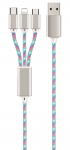 USB kabelis 2GO USB-A - USB-C + microUSB + Žaibas 1,5 m Baltas (797316)