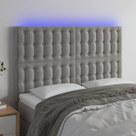 Galvūgalis su LED, &scaron;viesiai pilkas, 144x5x118/128cm, aksomas