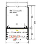 LED juostos profilis COMBO30-01, baltas, 2m