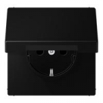 Jung Ki&scaron;tukinis lizdas su dangteliu ir įžeminimu SCHUKO&reg; LS 1520, IP44, 16A, matinės grafito juodos sp.