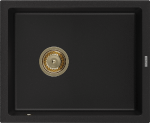 Granitinė virtuvinė plautuvė Mexen Pedro su sifonu, Juodas+Gold, 560 x 460 mm