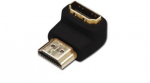 Assmann Electronic ASSMANN HDMI adapteris A tipo 90 laipsnių kampu M/F Ultra HD 60p bl auksinis
