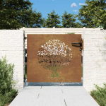 Sodo vartai, 85x75 cm, Corten plienas, medžio ra&scaron;tas